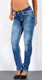 ESRA Damen Jeans Jeanshose Damen Hose Straight Leg Dicke Naht Jeanshosen Damenjeans bis große Größen J755