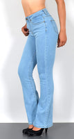 ESRA Bootcut Jeans Damen High Waist Damen Jeans Bootcut Stretch Jeans Damen Flared Schlaghose Wide Leg Jeans Bootcut Damen Weite Hose Jeanshose bis Plus Size B100