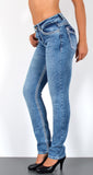 ESRA Damen Jeans Jeanshose Damen Hose Straight Leg Dicke Naht Jeanshosen Damenjeans bis große Größen J755