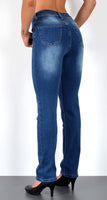 ESRA Damen Straight Fit Jeans Hose Damen Jeanshose gerader Schnitt bis Übergröße G700