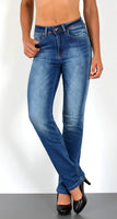 ESRA Damen Straight Fit Jeans Hose Damen Jeanshose gerader Schnitt bis Übergröße G700