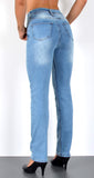 ESRA Damen Straight Fit Jeans Hose Damen Jeanshose gerader Schnitt bis Übergröße G700