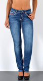 ESRA Damen Jeans Jeanshose Damen Hose Straight Leg Dicke Naht Jeanshosen Damenjeans bis große Größen J755