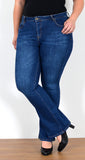 ESRA Jeans Damen Bootcut Jeanshose Flared High Waist Schlaghose Hose Stretch Schlagjeans bis Übergröße Plussize FB1, Jeansblau J114, 52