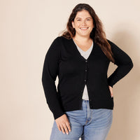 Amazon Essentials Damen Leichter Cardigan mit V-Ausschnitt (in Übergröße erhältlich), Schwarz, XXL