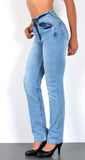 ESRA Damen Straight Fit Jeans Hose Damen Jeanshose gerader Schnitt bis Übergröße G700