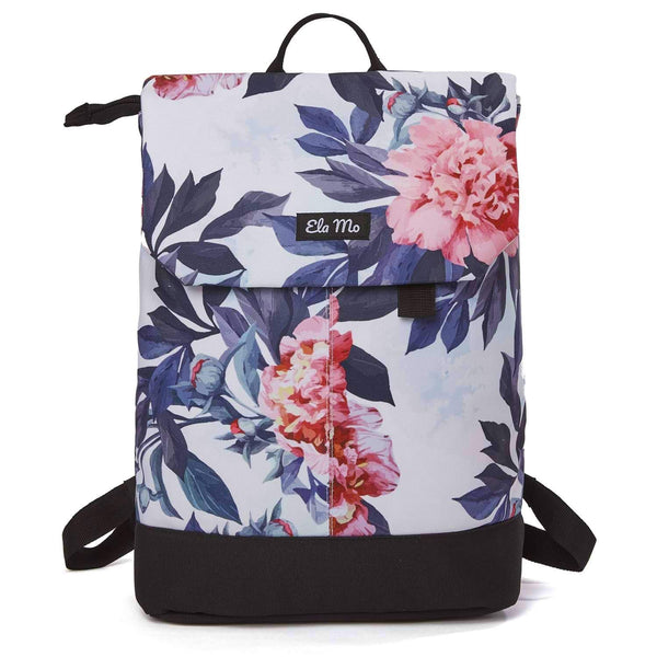 Ela Mo Rucksack Damen - Schön u. Durchdacht - Daypack mit Laptopfach & Anti Diebstahl Tasche für Ausflüge, Uni, Schule u. Büro (Bloom)