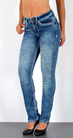 ESRA Damen Jeans Jeanshose Damen Hose Straight Leg Dicke Naht Jeanshosen Damenjeans bis große Größen J755