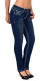 ESRA Damen Jeans Hose Jeanshosen Damen Straight Leg Dicke Naht Kontrastnaht bis Übergröße J540