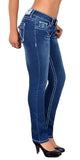 ESRA Damen Jeans Hose Jeanshosen Damen Straight Leg Dicke Naht Kontrastnaht bis Übergröße J540