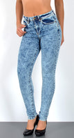 ESRA Damen Jeans Jeanshose Damen Skinny Jeanshosen Pushup Hose bis Übergröße S900