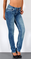 ESRA Damen Jeans Jeanshose Damen Hose Straight Leg Dicke Naht Jeanshosen Damenjeans bis große Größen J755