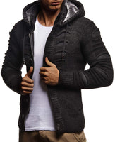 Leif Nelson Strickjacke Herren mit Kapuze & Reißverschluss (Schwarz, Größe XL) - Strick Sweatjacke Männer Cardigan für Winter & Sommer