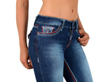 ESRA Damen Jeans Jeanshose Damen Hose Straight Leg Dicke Naht Jeanshosen Damenjeans bis große Größen J755