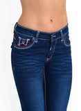 ESRA Damen Jeans Jeanshose Damen Hose Straight Leg Dicke Naht Jeanshosen Damenjeans bis große Größen J755