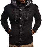 Leif Nelson Strickjacke Herren mit Kapuze & Reißverschluss (Schwarz, Größe XL) - Strick Sweatjacke Männer Cardigan für Winter & Sommer