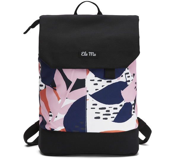 Ela Mo Rucksack Damen - Daypack schön u. durchdacht - Laptop Rucksäcke für Frauen - Anti Diebstahl Tasche für Schule, Uni, Business (Papercut Tulip)
