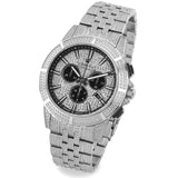 LOUIS XVI Majesté Full Iced Out Herrenuhr Chronograph 43 mm Schweizer Quarzwerk Edelstahl Armband Iced Zifferblatt CZ-Diamanten 1122