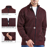 Pinkpum Strickjacke Herren Fleecejacke Sweatjacke Mit Reißverschluss Trachtenjacke, Gestrickt Cardigan Herren Wintermantel Bordeaux rot M