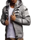 Leif Nelson Strickjacke Herren mit Kapuze & Reißverschluss Grau, Größe S - Strick Sweatjacke Männer Cardigan für Winter & Sommer