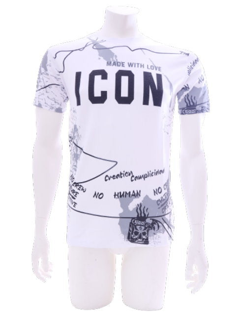 Men's T-shirt Short Sleeve Crew Neck Graphic Print Fitness Black White S - XXL