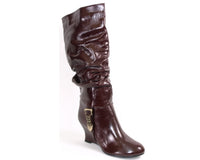 Damen Keilabsatz Stiefel Marron # 1336