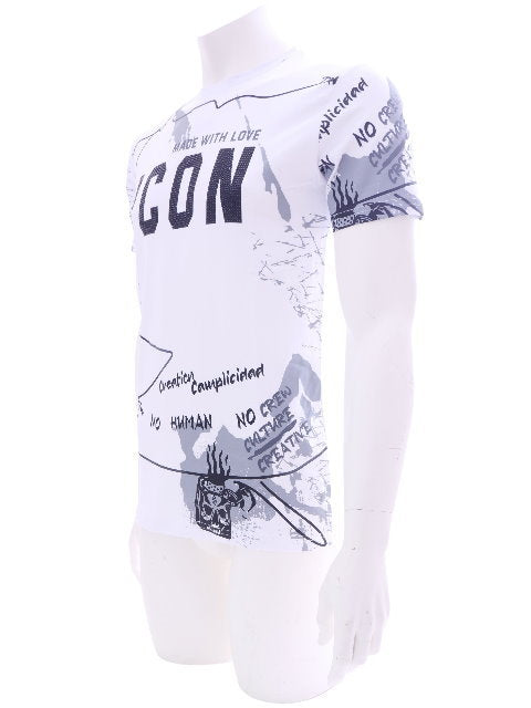 T-shirt homme manches courtes col rond motif imprimé fitness noir blanc S - XXL