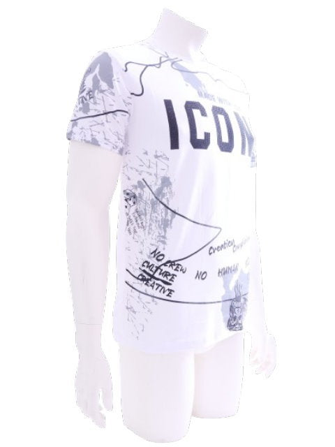 T-shirt homme manches courtes col rond motif imprimé fitness noir blanc S - XXL