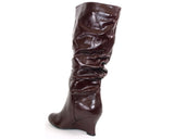 Damen Keilabsatz Stiefel Marron # 1336