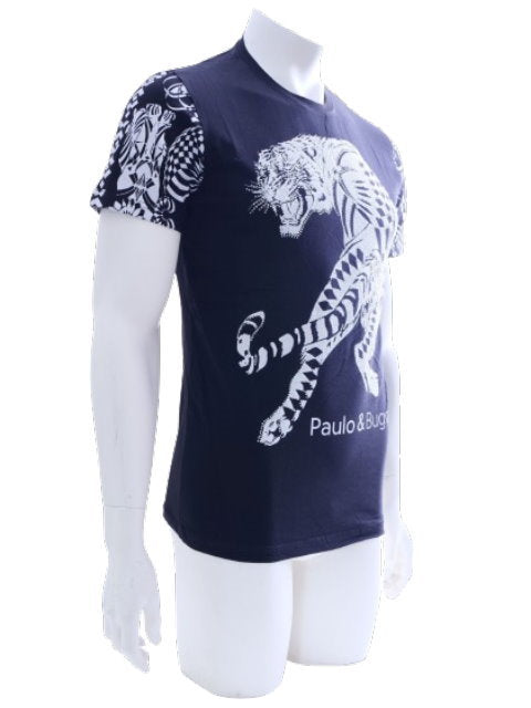 T-shirt homme manches courtes col rond imprimé fitness noir blanc S - XXL