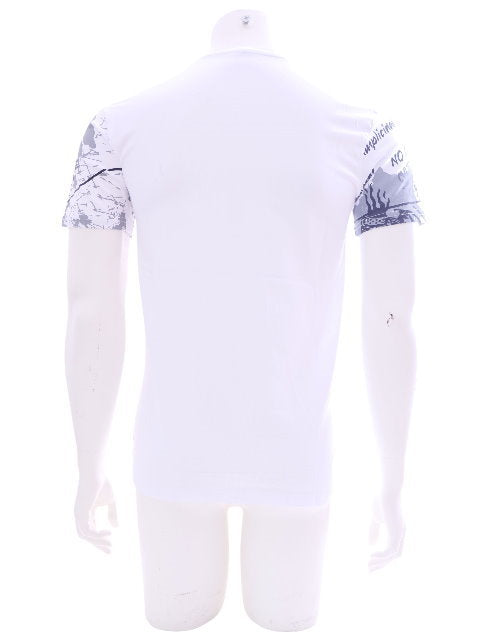 T-shirt homme manches courtes col rond motif imprimé fitness noir blanc S - XXL
