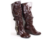 Damen Keilabsatz Stiefel Marron # 1336