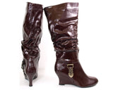 Damen Keilabsatz Stiefel Marron # 1336