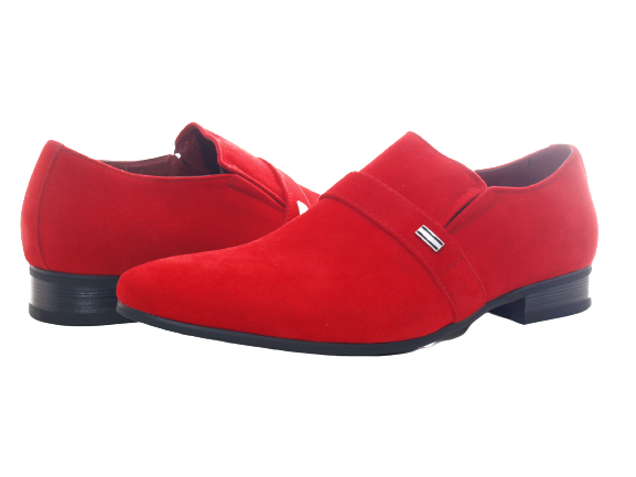 Men's Designer Business Low Shoes Suit Shoes Evening Shoes Suede Look Red # 287-65