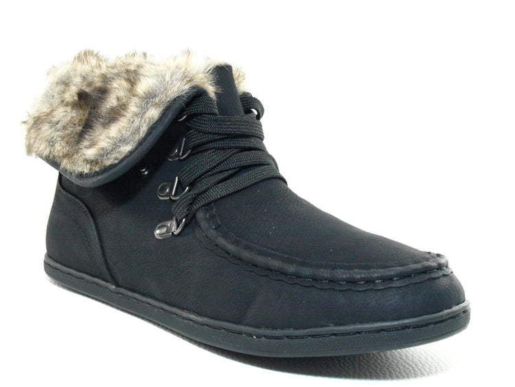Baskets mi-montantes fourrées chaudes pour femme chaussures décontractées noir # 6167