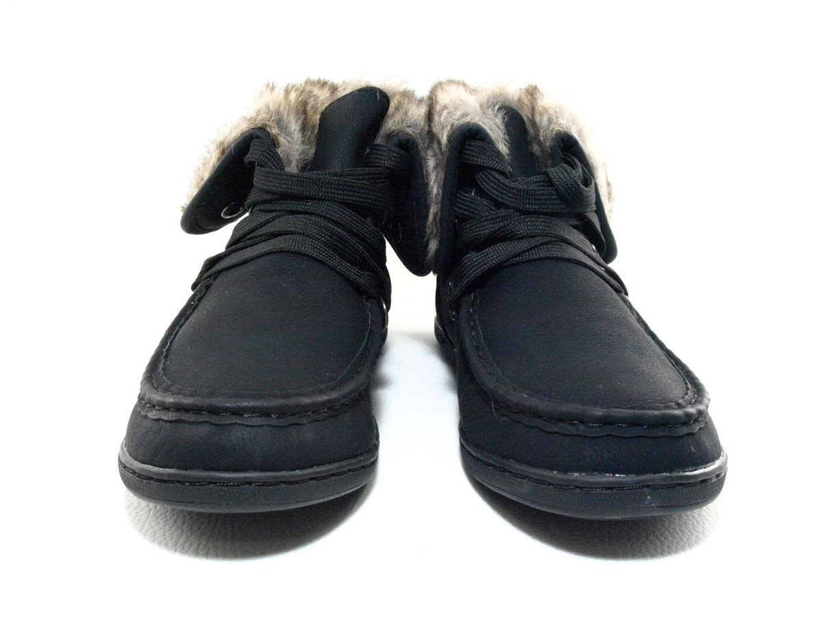 Baskets mi-montantes fourrées chaudes pour femme chaussures décontractées noir # 6167