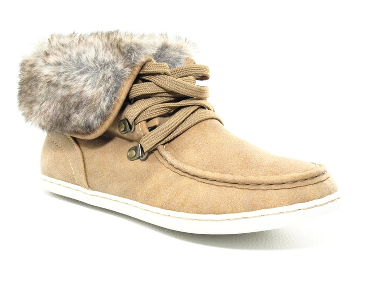 Baskets mi-hautes femme doublées chaud chaussures décontractées camel # 6167