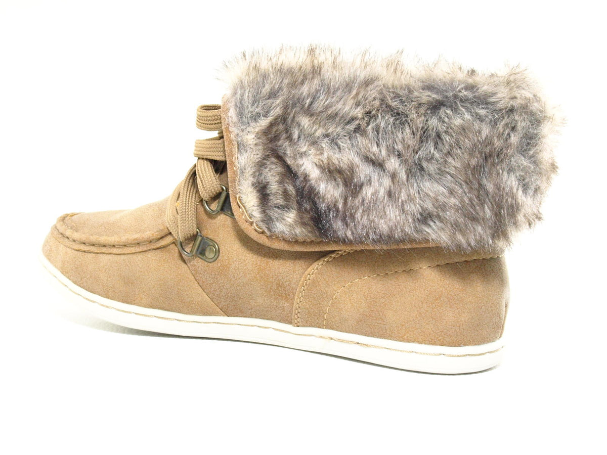 Baskets mi-hautes femme doublées chaud chaussures décontractées camel # 6167
