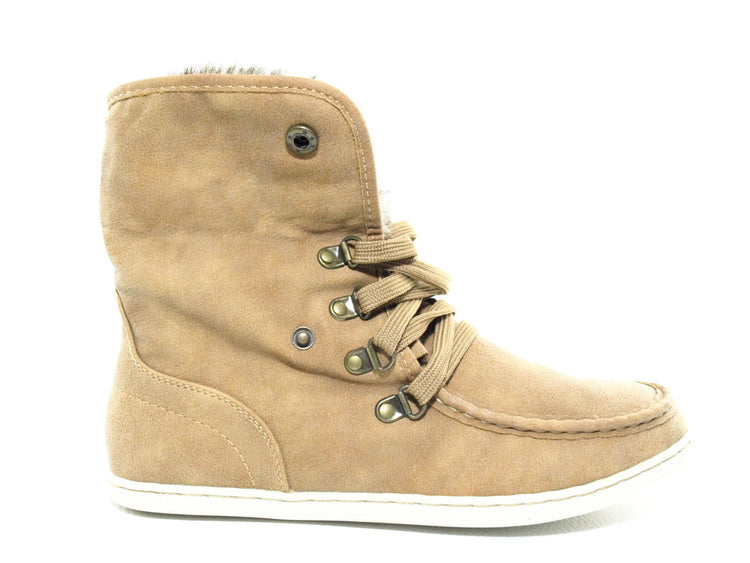 Baskets mi-hautes femme doublées chaud chaussures décontractées camel # 6167