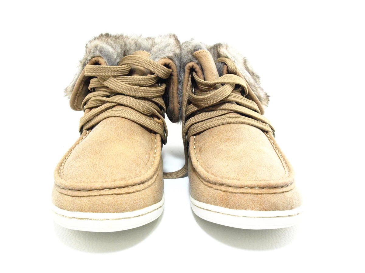 Baskets mi-hautes femme doublées chaud chaussures décontractées camel # 6167