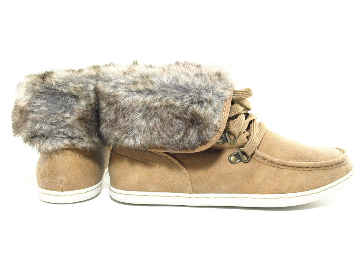 Baskets mi-hautes femme doublées chaud chaussures décontractées camel # 6167