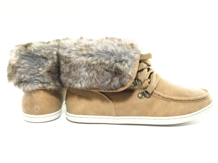 Baskets mi-hautes femme doublées chaud chaussures décontractées camel # 6167