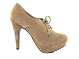 Damen High Heel Schnürr Schuhe Pumps Khaki # 6972