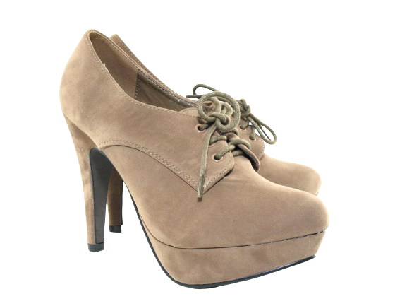 Damen High Heel Schnürr Schuhe Pumps Khaki # 6972
