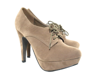 Damen High Heel Schnürr Schuhe Pumps Khaki # 6972