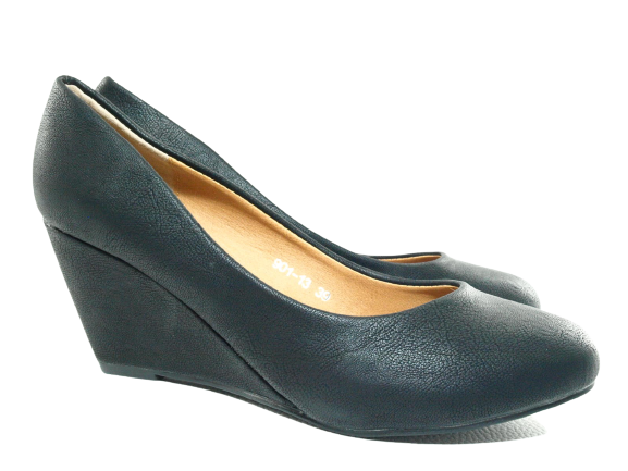 Damen Keilabsatz Pumps Wedges Black # 901-13