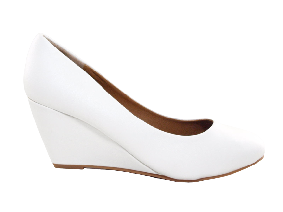 Escarpins de mariée à talons compensés pour femme Blanc # 901-13