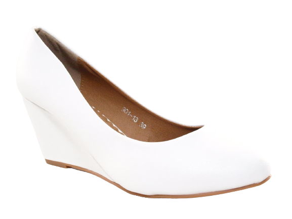 Women's Wedge Heel Bridal Wedding Pumps Wedges White # 901-13