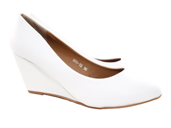 Women's Wedge Heel Bridal Wedding Pumps Wedges White # 901-13
