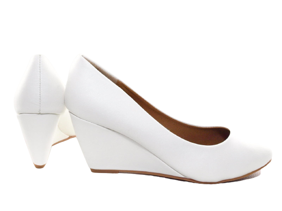Women's Wedge Heel Bridal Wedding Pumps Wedges White # 901-13
